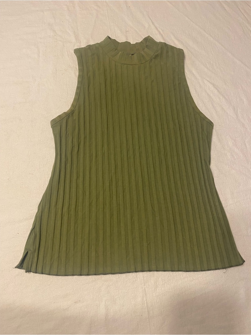 A New Day - Sleeveless Olive Ribbed Top - Fall Work Dressy Casual Size Medium